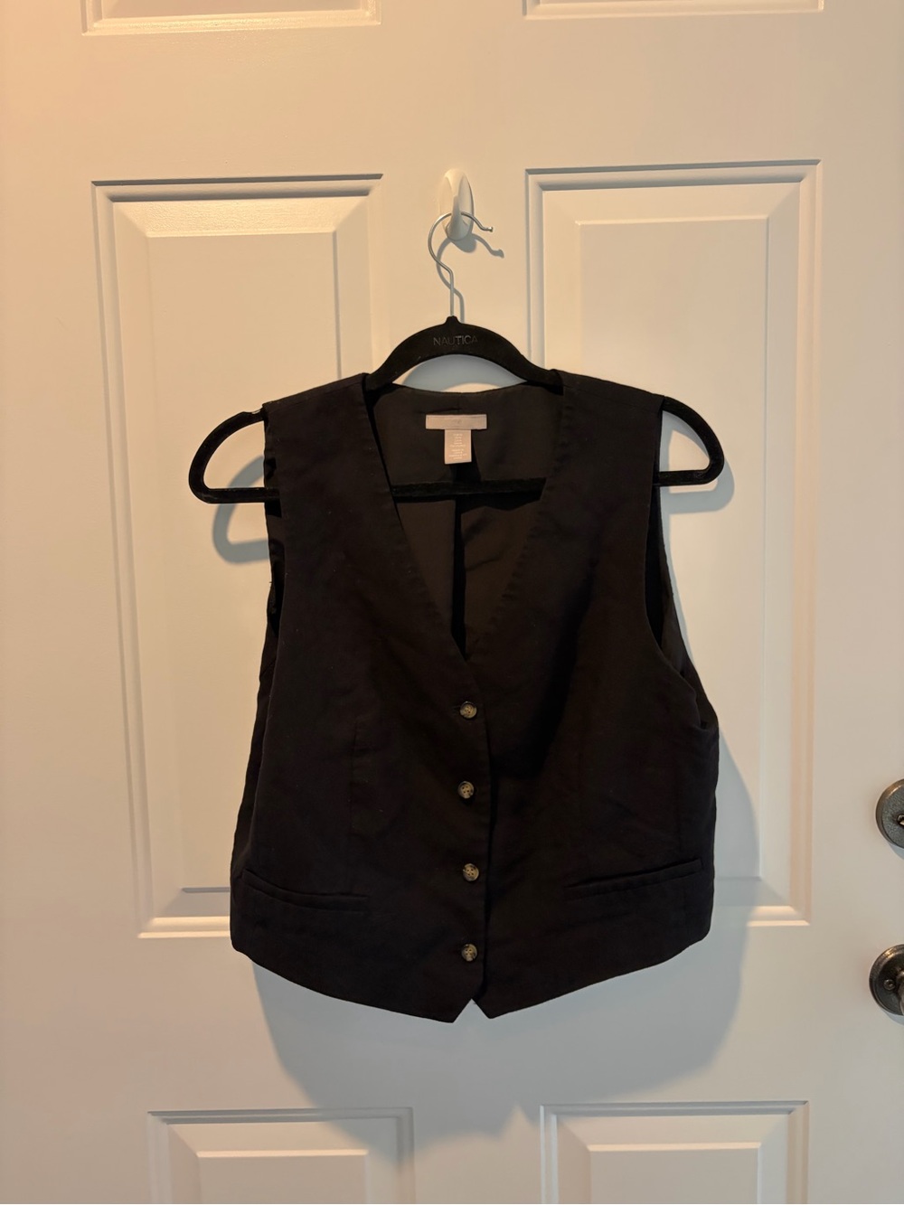 H&M Black Sleeveless Linen Style Button Vest